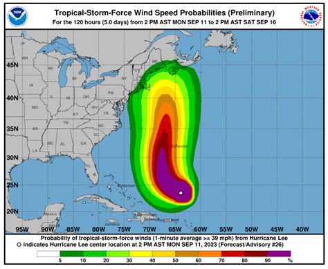 Hurricane Lee’s cone turns north